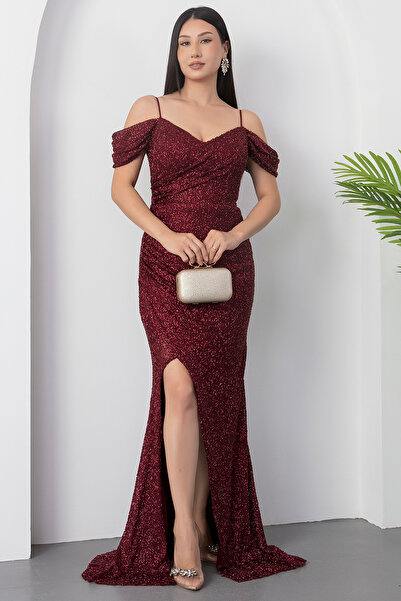 PULLIMM Double-Breasted Collar Slit Evening Dress 41070