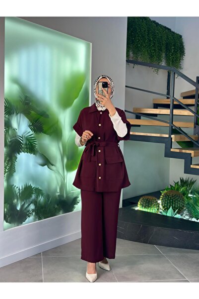 Belli بدلة مزدوجة مع سترة 25K6003 أحمر كلاريت