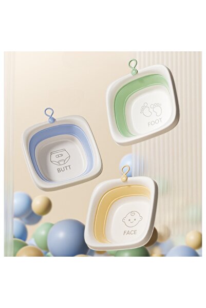 Flippy Foldable Baby Bath Tub, Square Foot Model, Green, 32x27.5x3.7 cm, 4 L