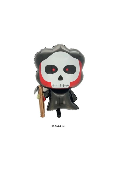 Flippy 5 Foil Balloons, Flippy, Halloween, Air or Helium, Skull 50.5x74 cm, Stars, Circles 45 cm