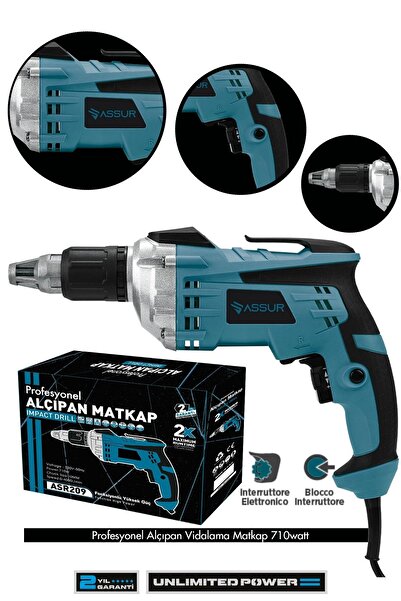 ASSUR 710W Elektrikli Matkap 90N.m Alçıpan Vidalama Tabancası