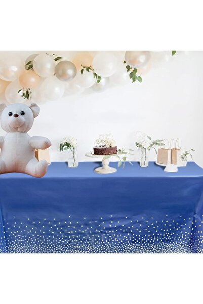 Flippy Τραπεζομάντιλο, Flippy, PEVA, Ασημί Πουά Τύπωμα, 137 x 274 cm, Αδιάβροχο, Σκούρο Μπλε