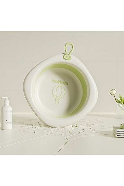 Flippy Foldable Baby Bath Tub, Romb Pattern with Balloon, Green, 31.5x31.5x3.5 cm, 3 L