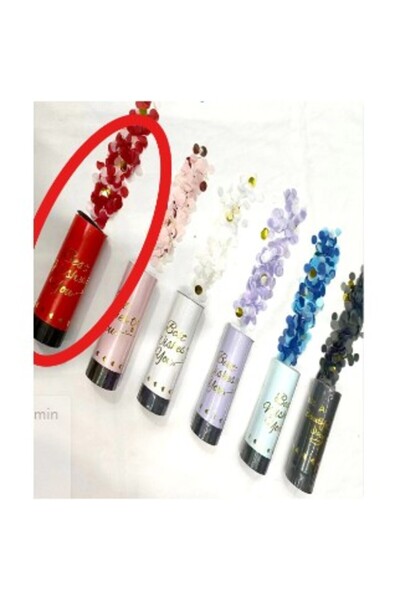 Flippy Confetti Cannon "Best Wishes" 11 x 4 cm, Polka dot paper and foil, Red