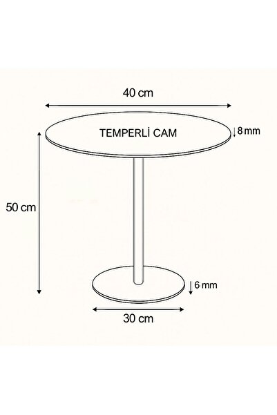 EFFE YAPI DEKOR Modern 40 CM Zigon Yan Sehpa 8 MM Temper Cam