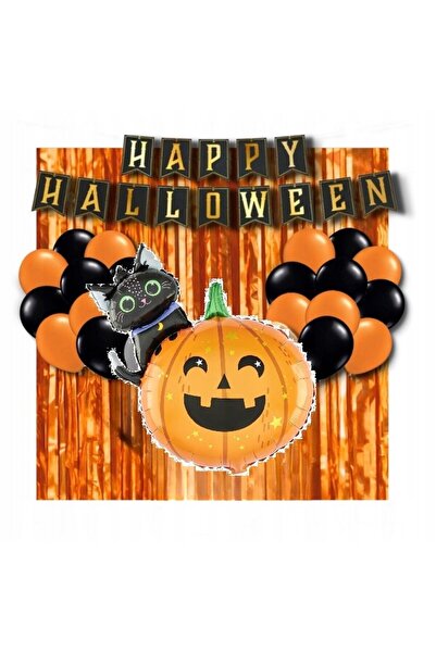 Flippy 5 Foil Balloons, Flippy, Halloween, Air or Helium, Pumpkin, Cat 84x69 cm, Stars, Circles 45 cm