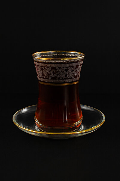 MUSEDOHOME El Yapımı Dekorlu Yaldızlı Çay Seti