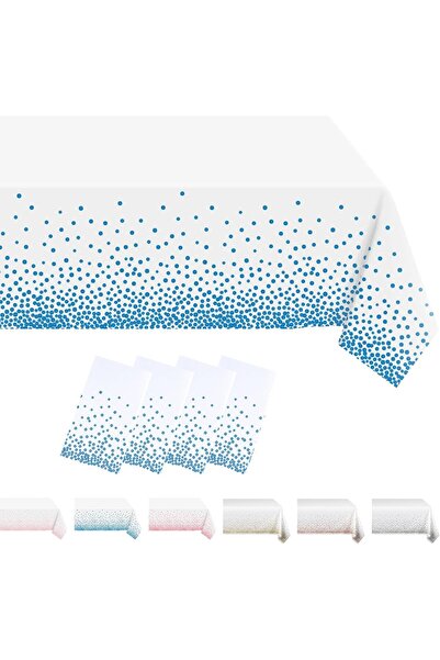 Flippy PEVA Tablecloth, Polka Dot, 137 x 274 cm, Waterproof, Stain-resistant, Blue