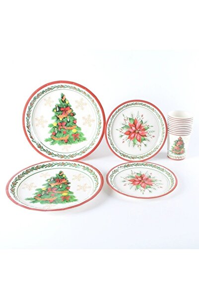 Flippy Set of 10 Disposable Plates, Flippy, 23 cm, Christmas Tree Design, Multicolor