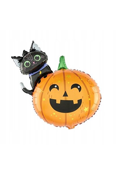 Flippy 5 Foil Balloons, Flippy, Halloween, Air or Helium, Pumpkin, Cat 84x69 cm, Stars, Circles 45 cm