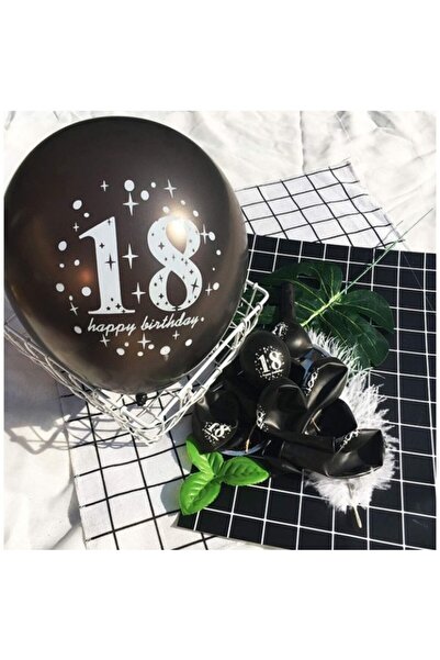 Flippy Set of 18 Latex Balloons, Metallic, Happy Birthday 18, 30 cm, with Confetti, Gold/Black