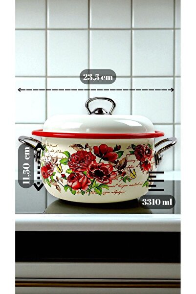 İnci Emaye No. 22 Enamel Pot, Serving, Food Camping, Picnic, Dowry