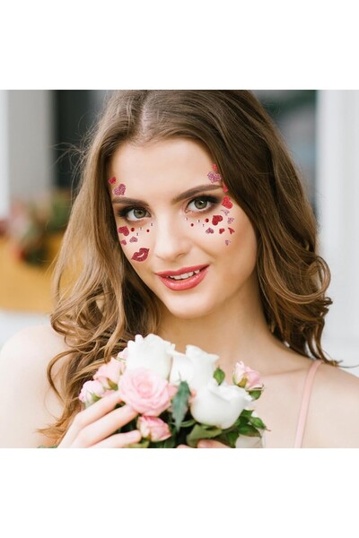 Flippy Temporary Face Sticker for Makeup – Heart Pattern, Multicolor