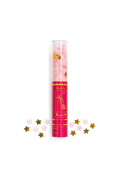 Flippy Confetti Cannon Flippy, 40 cm, Star-shaped Foil and Paper Confetti, PET Tube, Pink