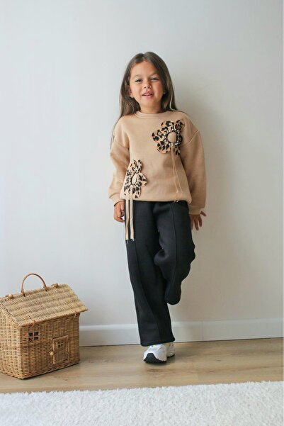 NURTOPU Set de trening pentru fete, cu 3 șnururi, set de sus și de jos, iarnă, lycra groasă, cu model floral