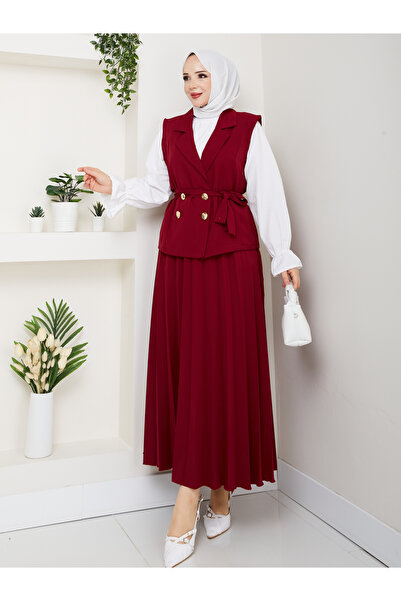 modapark.ist Kadın Üçlü Yelekli Etekli Takım