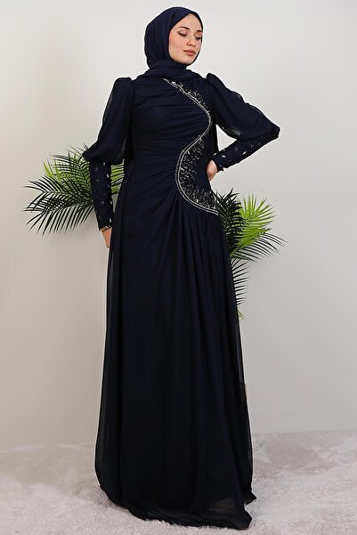 GİYZAMİLA Βραδινό φόρεμα Mars Manşet Navy Blue