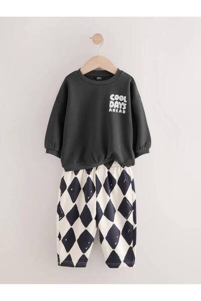 ibeeka Unisex Kids Black and White Checkered Top and Bottom Tracksuit Set