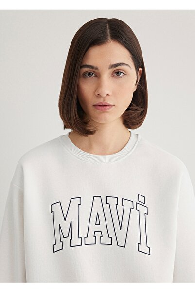 Mavi Loose Fit Sweatshirt with Logo Print.