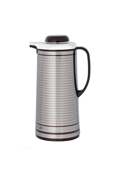 Blackstone 1.3L Stainless Steel Vacuum Flask, Insulated Thermal Carafe for Hot & Cold Coffee Tea, Silver Brown