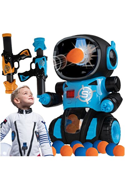 SOLTOY Set Robot SOLTOY® cu contor LCD, brate si roti mobile, 2 pistoale si 24 bile din spuma EVA, sunete