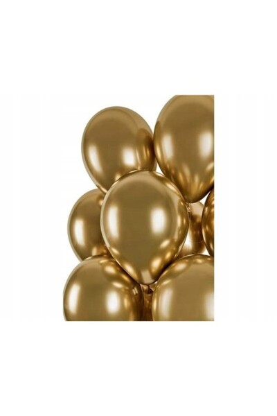 Flippy Set of 10 Chrome Latex Balloons, Flippy, Model Party, 13 cm, Gold, 1 g