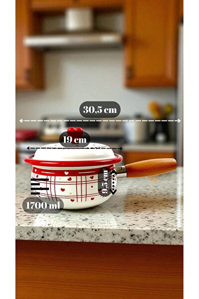 İnci Emaye 20 No Enamel Pot with Lid, Serving, Dining Camping, Picnic, Dowry