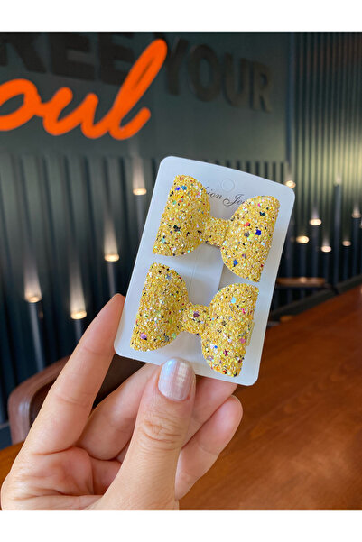 Little Sparkle Co. Sarı Glitter Fiyonk Toka – Elbise Uyumlu Işıltılı Bebek & ...