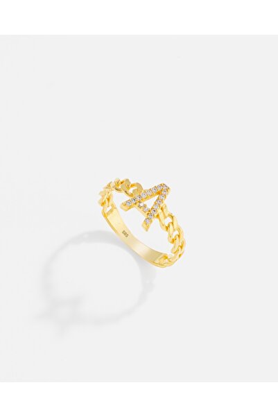 MEKS JEWELS 14 Ayar Altın Kişiye Özel Harfli Örme Yüzük