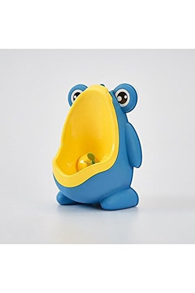 Flippy Dalip Boys' Urinal, Frog-Shaped, 0-8 Years, Wall-Mount, With Brush, Adhesive Hook, 29 x 22.5 cm, Bl