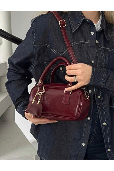 Çanta Trend Women's Stylish Design Burgundy Hand and Shoulder Bag