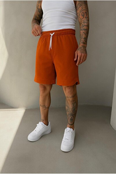 KağanKY شورت من قماش الجاكار البرتقالي