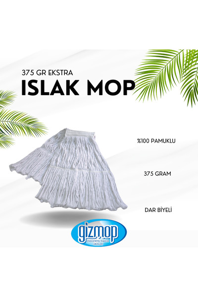 Gizmop 375 Gr Islak Mop 3 ADET Zemin Paspası %100 Pamuk Yedek