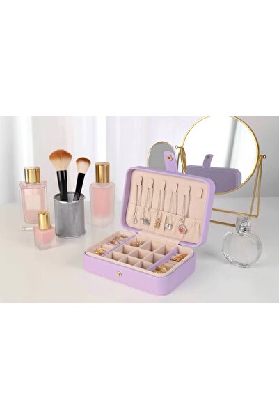 Evistro صندوق مجوهرات من الجلد بنمط البقلاوة للسفر، منظم مجوهرات، مقاس 16 سم،...