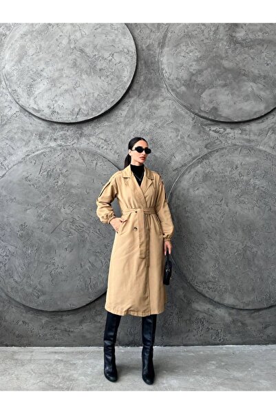 mass fashion Kadın Kuşaklı Cep Detaylı Trençkot