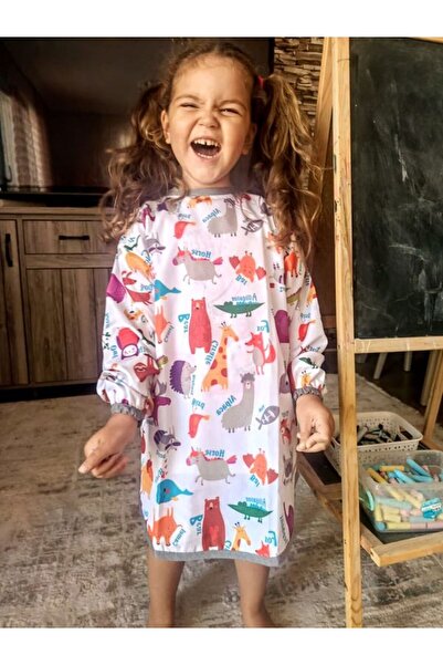 Aşkın Parti Evi 4-7 ετών Zoo Liquid Proof, Πλένεται στο πλυντήριο, Παιδική Ποδιά Ζωγραφικής Δραστηριότητας με μακρύ μανίκι