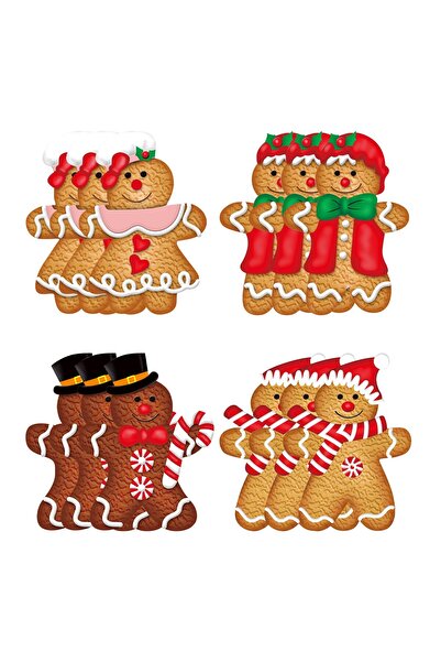 Flippy Set of 12 Wooden Christmas Ornaments with Hanging String, Multicolor