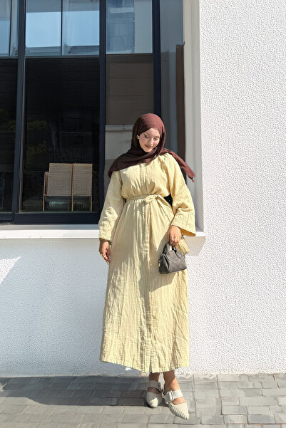 Mevra Ferace Müslin Elbise Butter Yellow