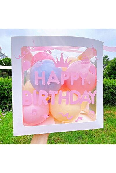 Flippy Birthday Balloon Box with Balloons and Ribbon, 30x30 cm