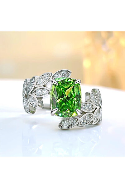 Choice 8 Q975 خواتم نسائية بتصميم ريشة من الزركون الأخضر الفاتح من هويتان، خو...