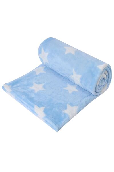 OEM Velvety baby blanket, 140x100 cm, blue with white stars