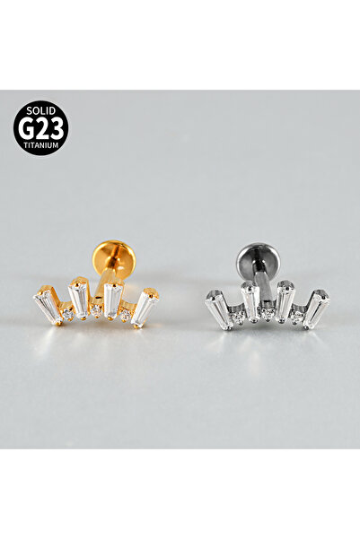 Choice4 Gold 1.2x8mm Style 2 1pcs G23 Titanium CZ HorsEye Flowers Wheat Desig...