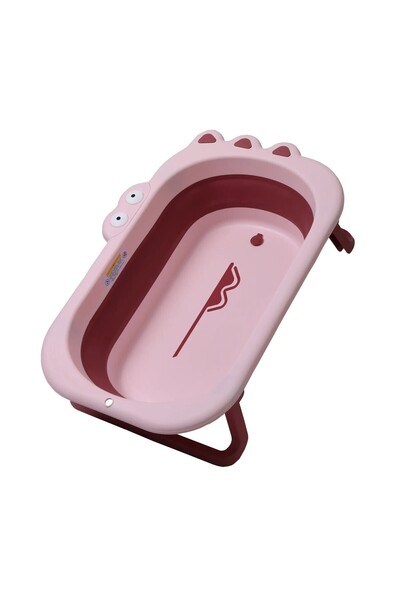 Flippy Foldable Baby Bath Tub - Crocodile Model, 0-6 Years, 80x54x21 cm, Pink