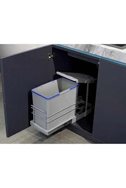 Pyramith P9156 TELESKOPİK RAYLI ÇÖP KOVASI 24LT GRİ