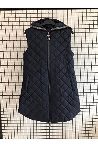 Armine Hooded Stone Embroidered Vest Autumn-Winter