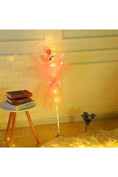 Flippy Decorative Bouquet - Rose in Balloon with LED Lights, 35 cm, Champagne