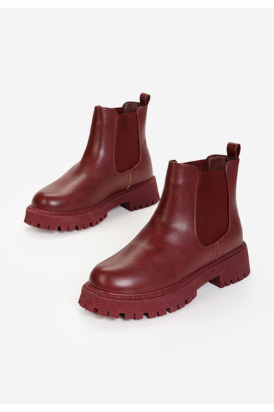 B T Shoes Bordové dámské kotníkové boty Stellia