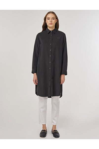 Kayra Rahat Kesim Kadife Tunik Antrasit