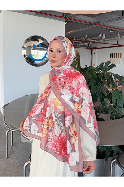 Mira İpek Patterned Cotton Soft Shawl Inspiration Series Coffee Pink Ps83