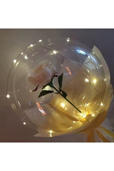Flippy Decorative Bouquet - Rose in Balloon with LED Lights, 35 cm, Champagne